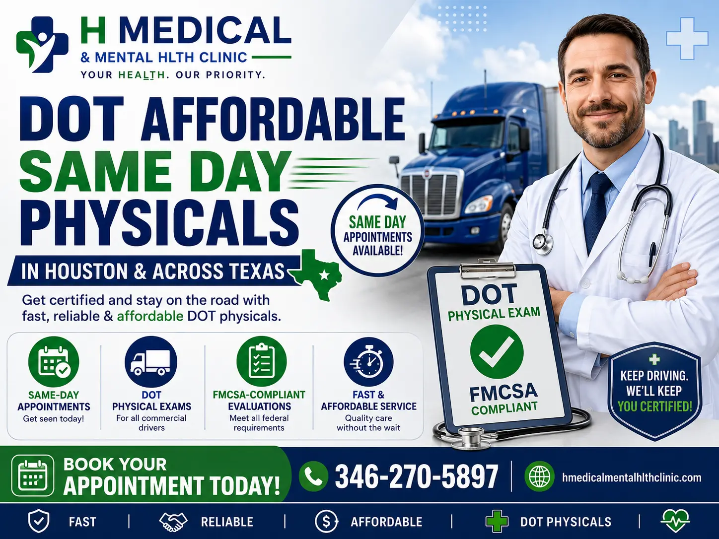 DOT Affordable Same Day Physicals in Houston and Across Texas DOT Affordable Same Day Physicals in Houston and Across Texas
