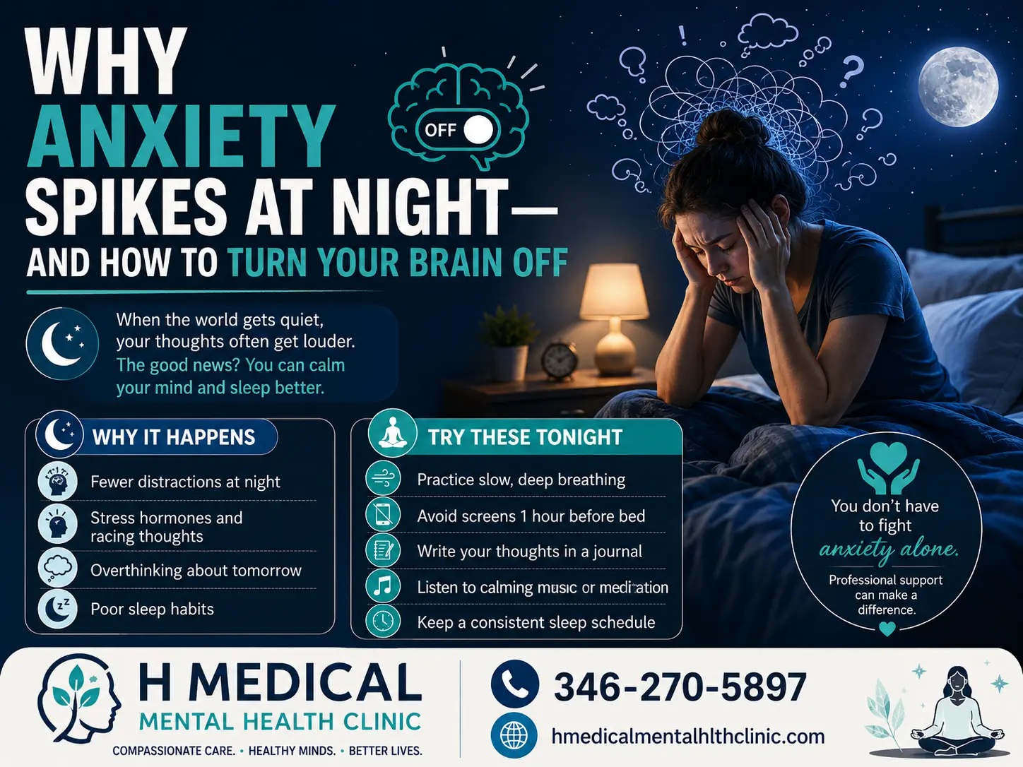 Why Anxiety Spikes at Night—and How to Turn Your Brain Off Why Anxiety Spikes at Night—and How to Turn Your Brain Off